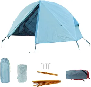 1 Person Camping Tent Lightweight Water Outdoor Backpacking Tent for Camping Traveling with 210D Oxford Cloth Mesh Inner Tent Aluminum Alloy Poles