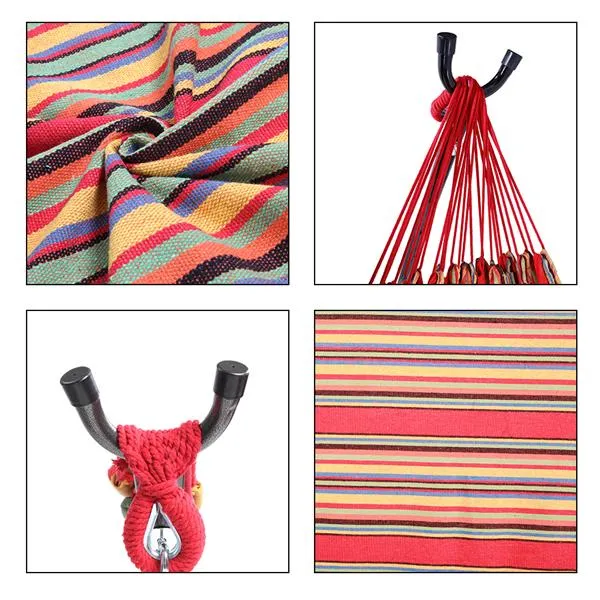 10 ft. Fabric Cotton Hammock Bed w/ Space Saving Steel Stand, Tropical (450 lbs. Capacity- Premium Carry Bag Included)