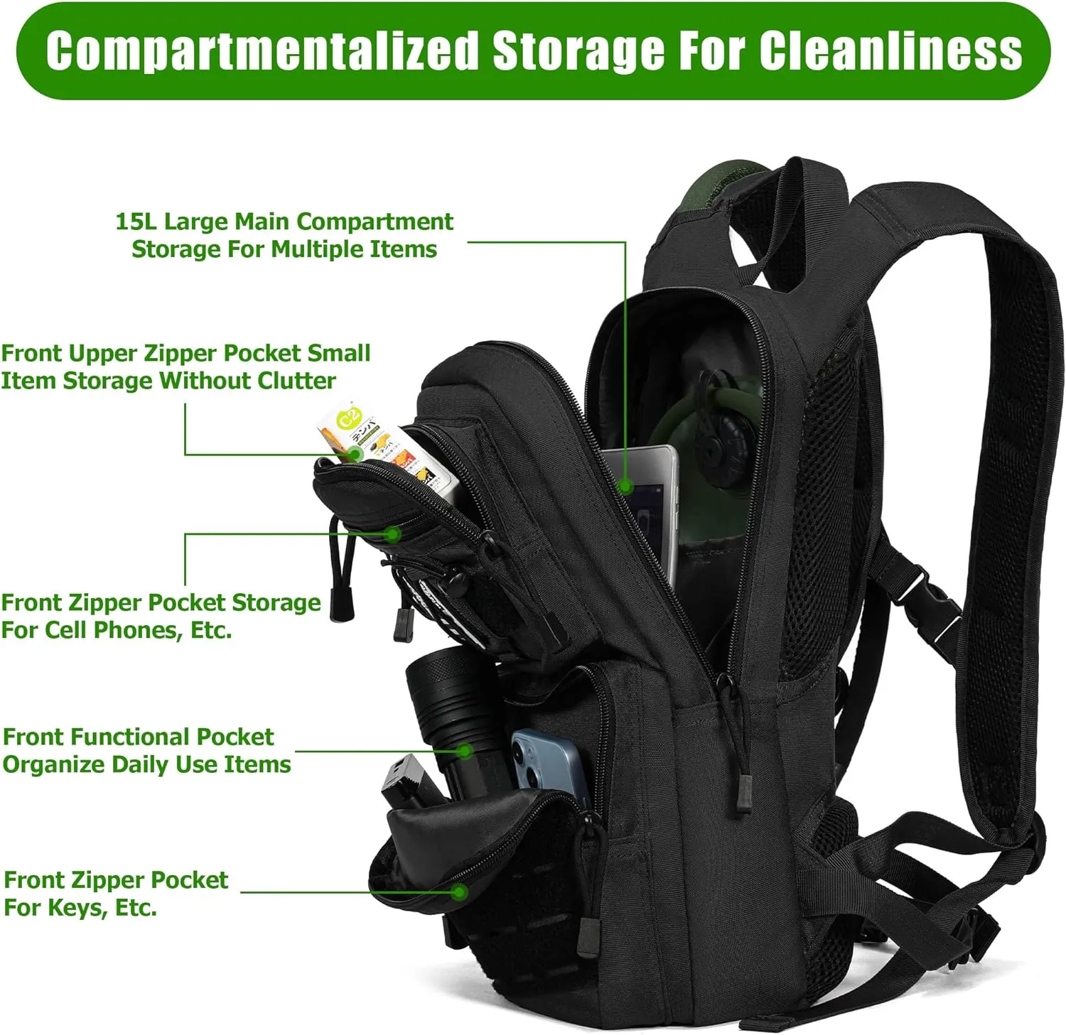 1050D Tactical Hydration Backpack with 3L Water Bladder, Military Molle Water Backpack for Men & Women, Hydration Pack for Hiking, Biking, Running, Climbing, Daily Use