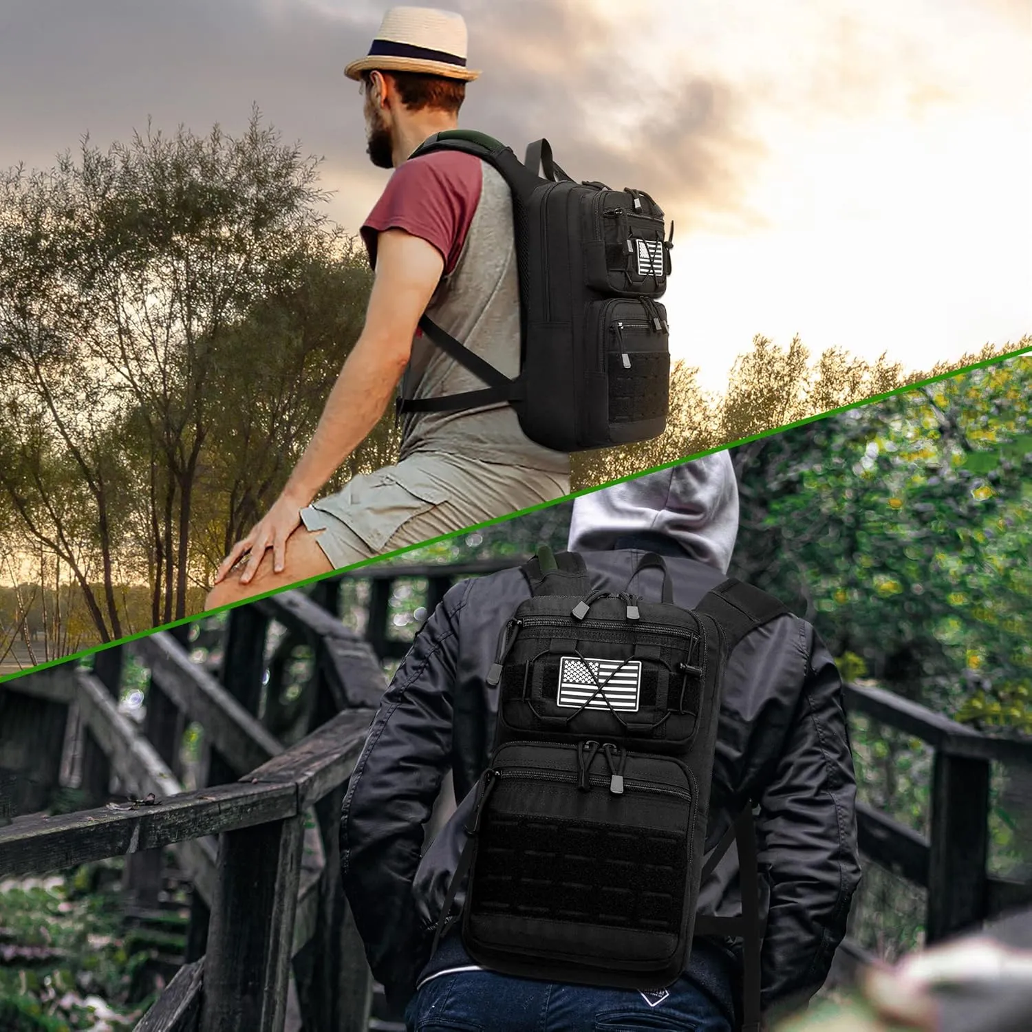 1050D Tactical Hydration Backpack with 3L Water Bladder, Military Molle Water Backpack for Men & Women, Hydration Pack for Hiking, Biking, Running, Climbing, Daily Use