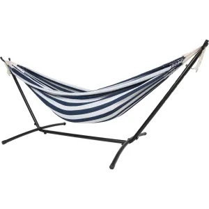 10ft Black Universal Steel Hammock Stand & Authentic Double Raya Hammock in Nautico