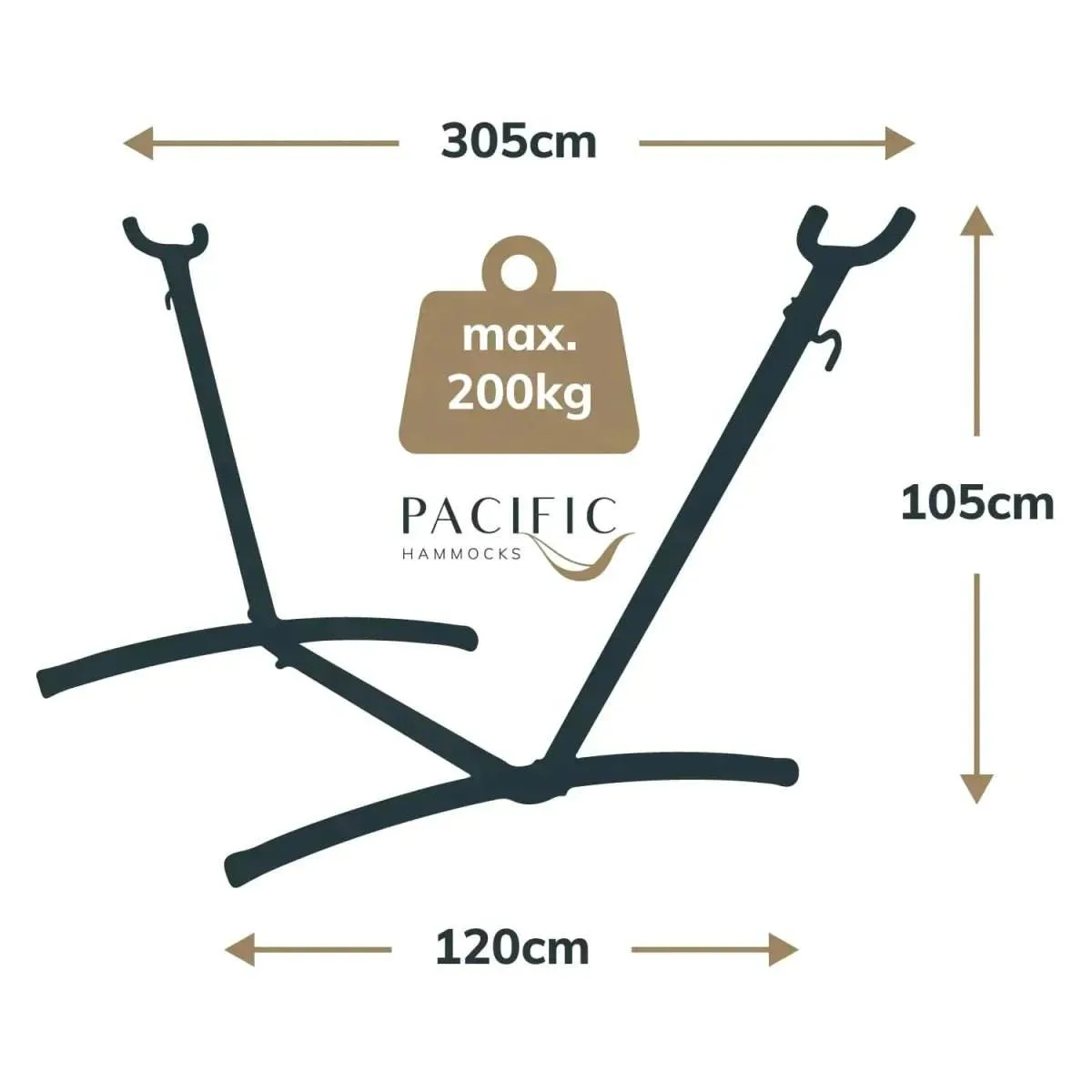 10ft White Universal Steel Hammock Stand & Authentic Double Raya Hammock in Forest Ridge