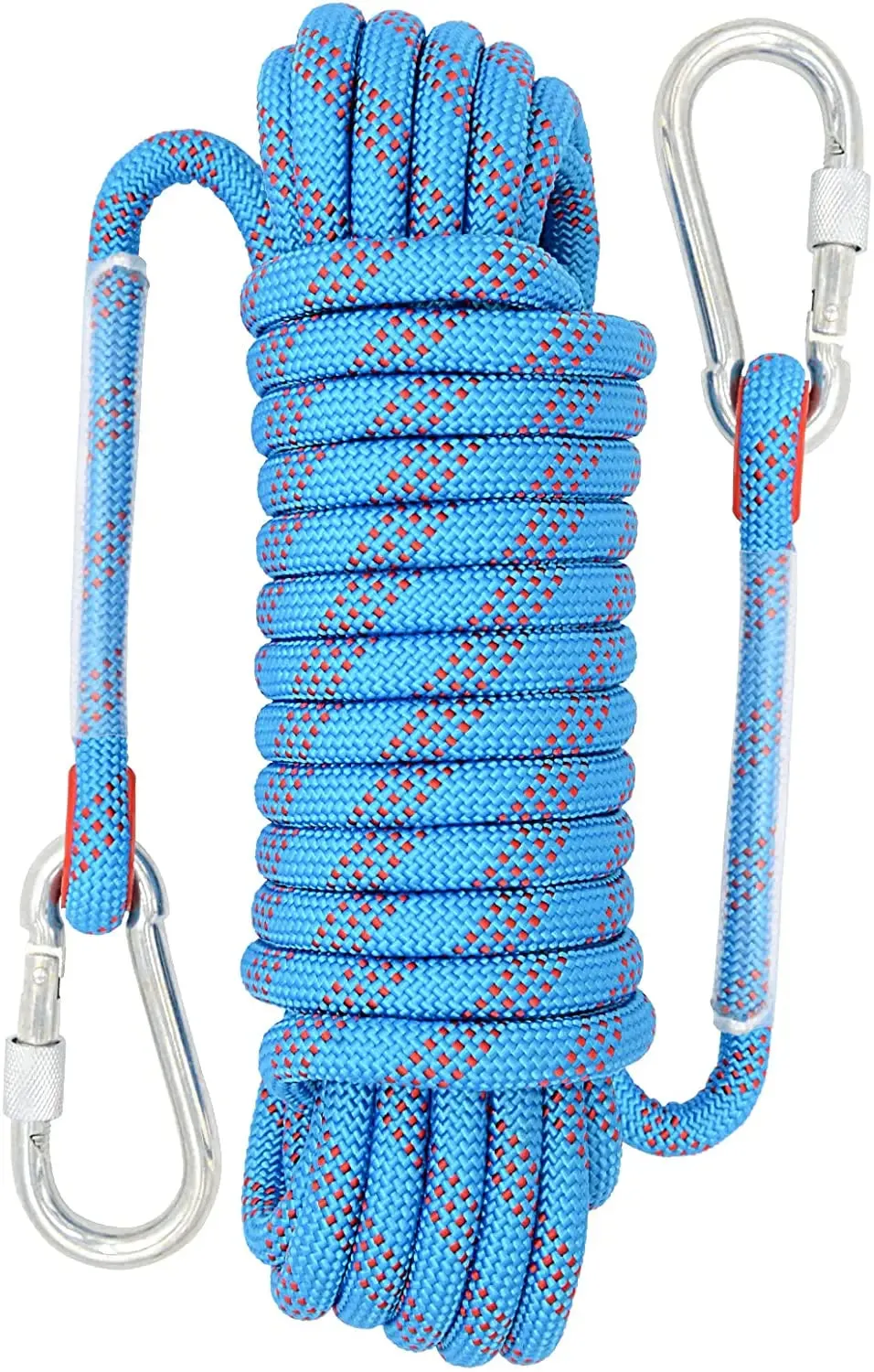 10mm Outdoor Climbing Rope Static Rock Climbing Rope, Tree Climbing Rappelling Rope, Escape Nylon Rope with 2 Steel Hooks