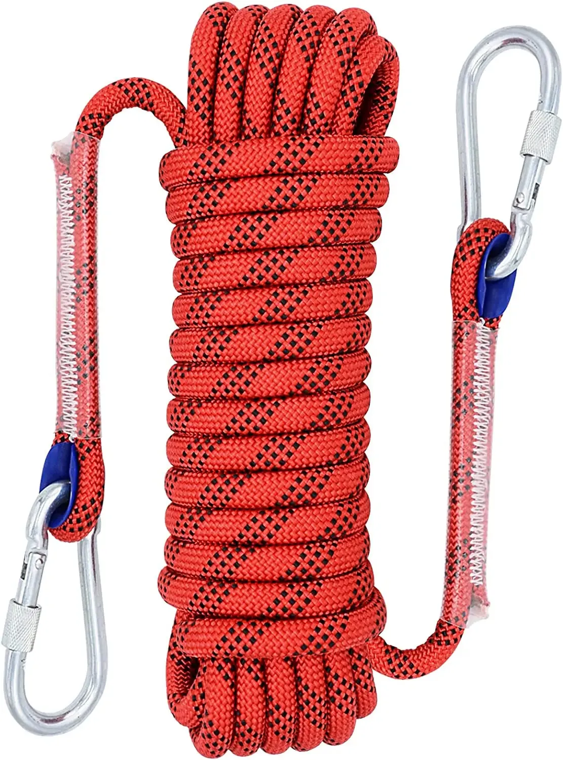 10mm Outdoor Climbing Rope Static Rock Climbing Rope, Tree Climbing Rappelling Rope, Escape Nylon Rope with 2 Steel Hooks