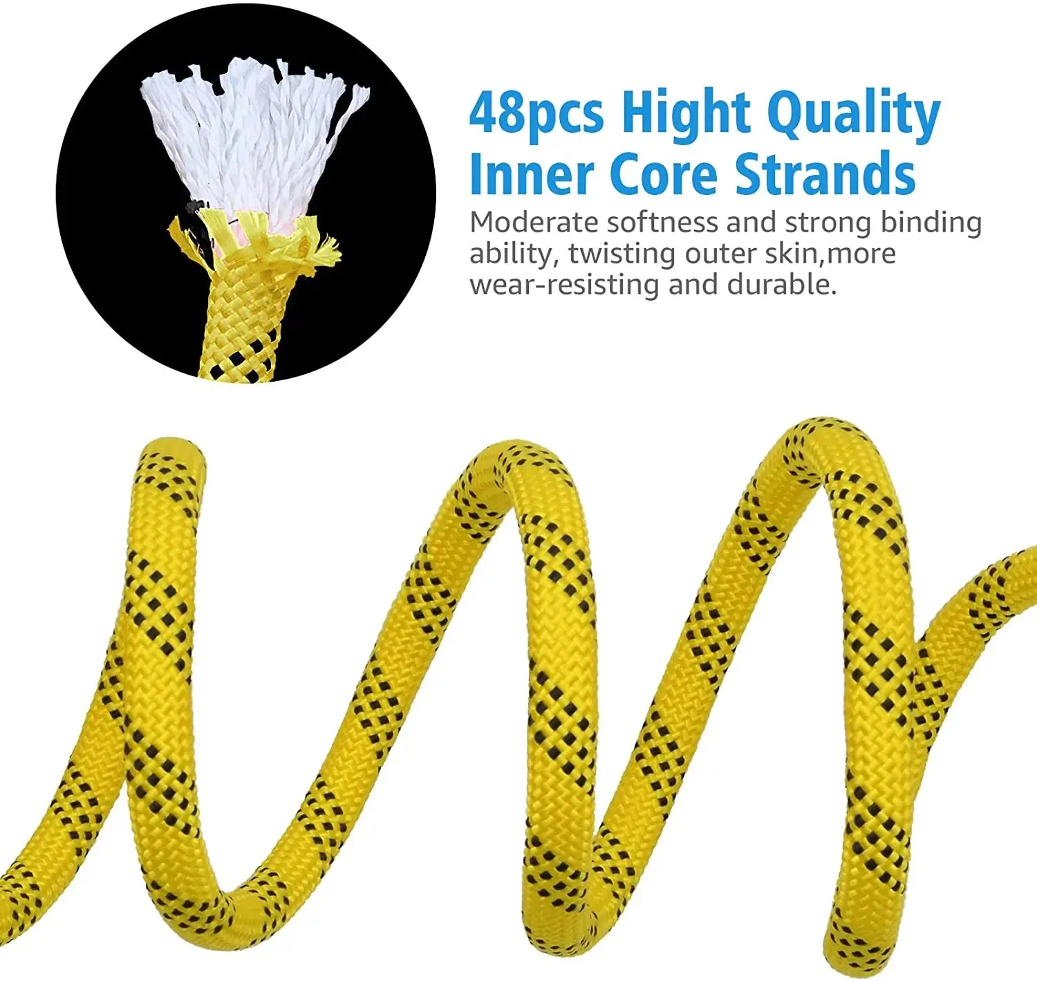 10mm Outdoor Climbing Rope Static Rock Climbing Rope, Tree Climbing Rappelling Rope, Escape Nylon Rope with 2 Steel Hooks