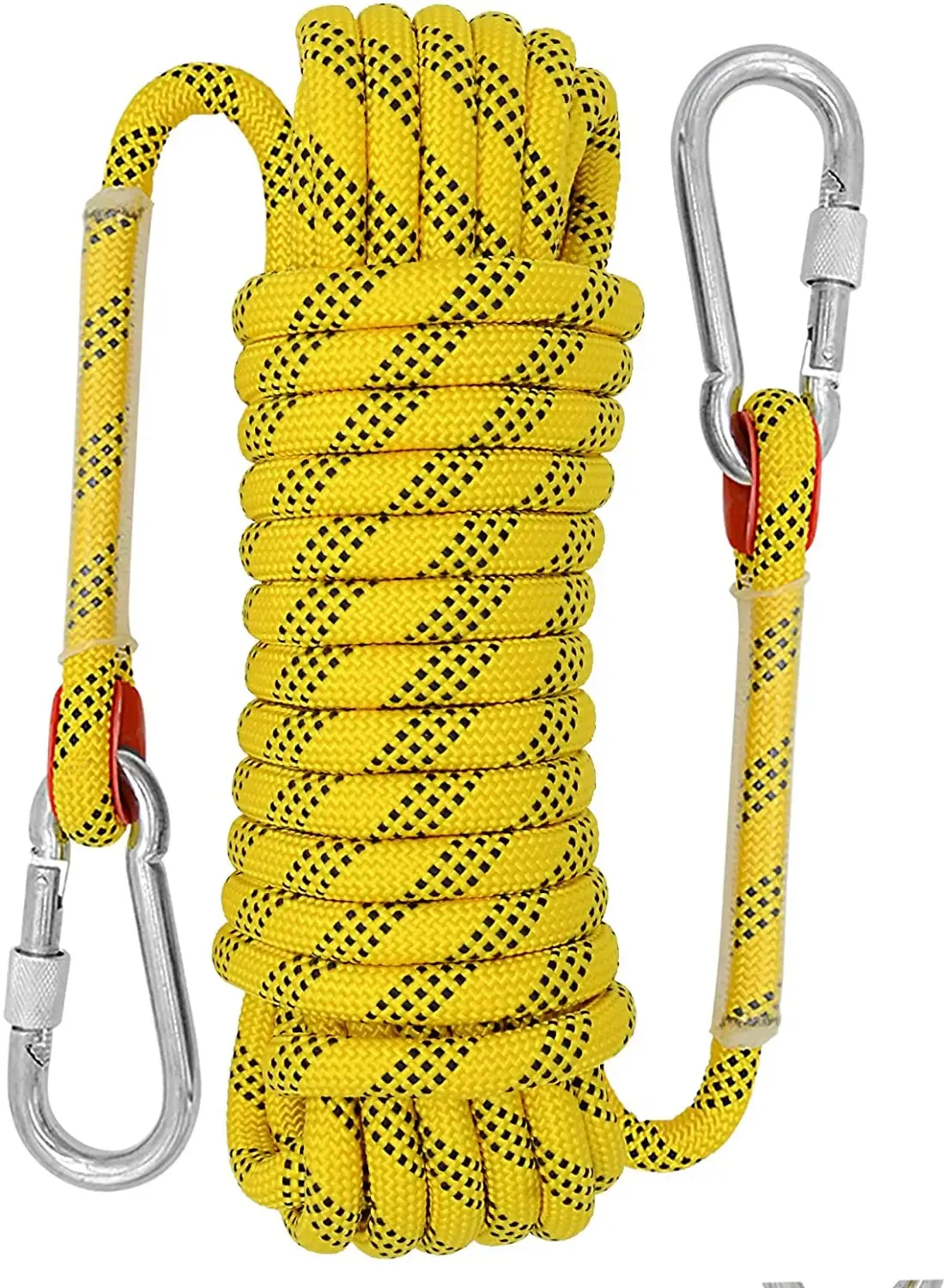 10mm Outdoor Climbing Rope Static Rock Climbing Rope, Tree Climbing Rappelling Rope, Escape Nylon Rope with 2 Steel Hooks