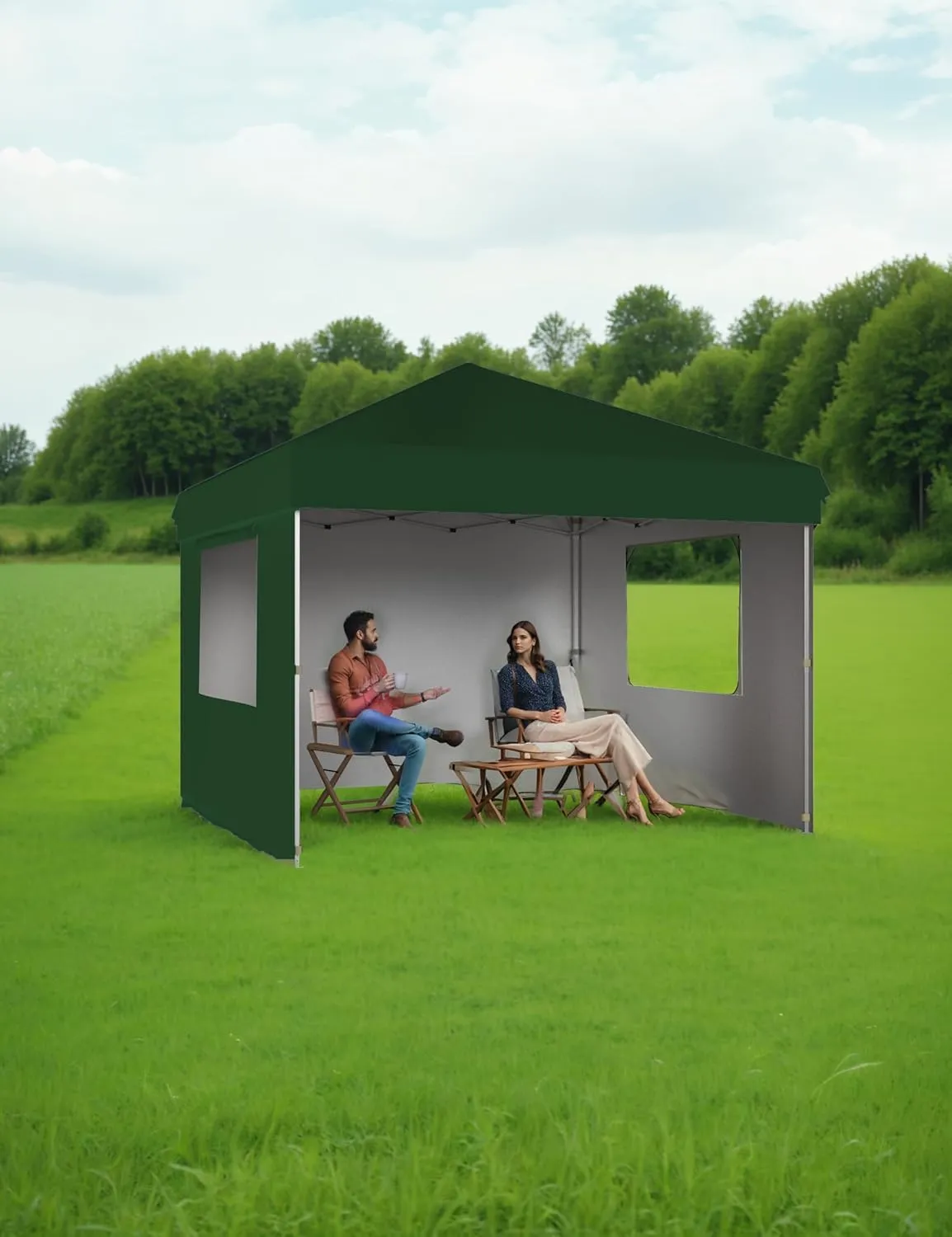 10x10 Pop Up Canopy Tent Outdoor Canopy with 4 Removable Sidewalls Heavy Duty Commercial Instant Tent Shelter (Green, 10x10FT/3 Side Walls)