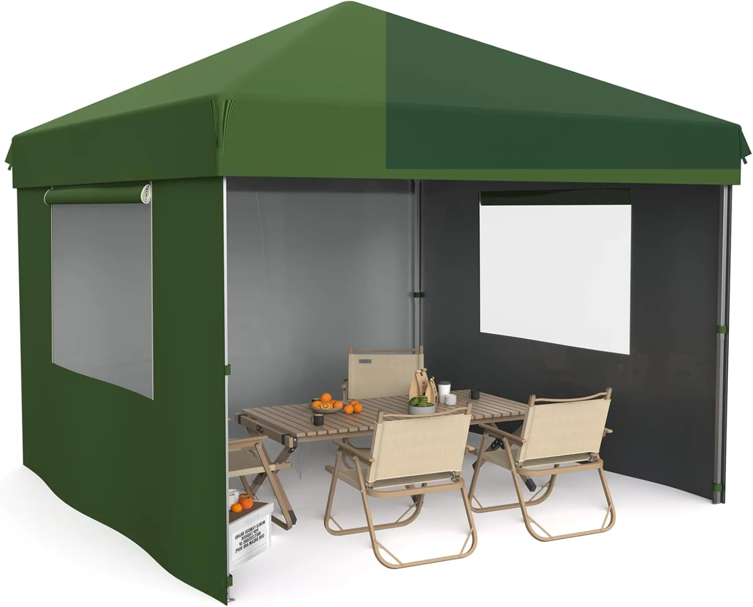 10x10 Pop Up Canopy Tent Outdoor Canopy with 4 Removable Sidewalls Heavy Duty Commercial Instant Tent Shelter (Green, 10x10FT/3 Side Walls)