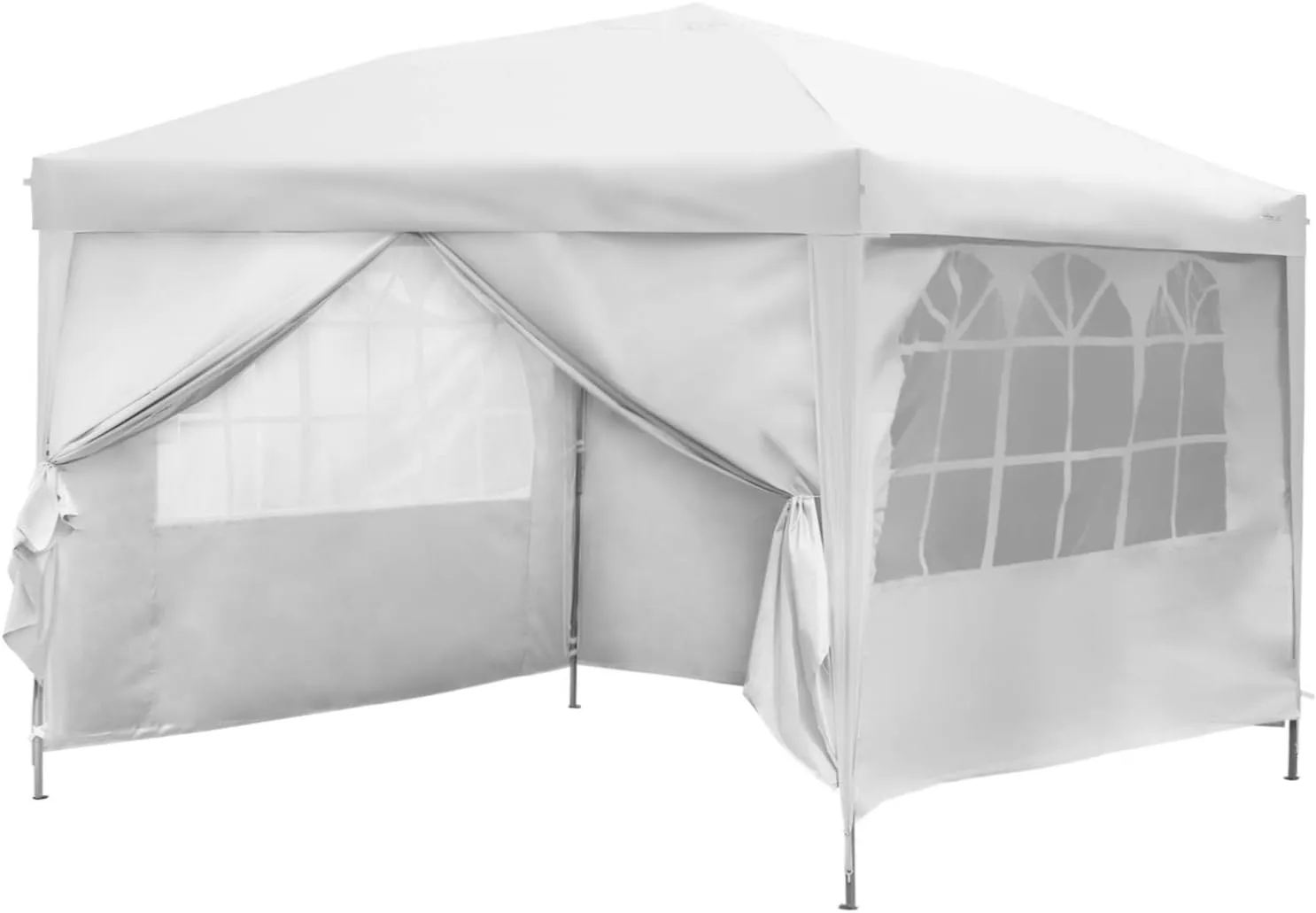 10x10 Pop Up Canopy Tent – Portable Outdoor Gazebo with 4 Removable Sidewalls & Instant Setup, Waterproof Shelter for Beach, Wedding, Backyard Events (White)
