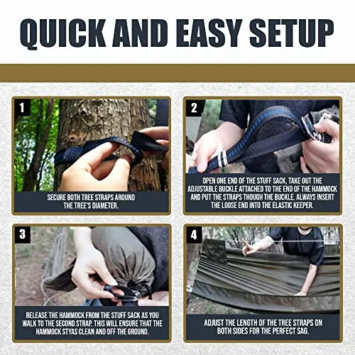 11ft Camping Hammock with Mosquito Net & Structure Ridgeline
