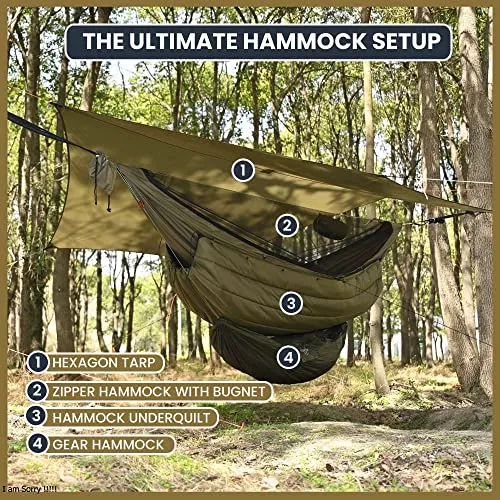 11ft Camping Hammock with Mosquito Net & Structure Ridgeline