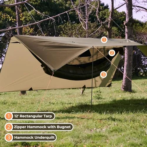 11ft Camping Hammock with Mosquito Net & Structure Ridgeline