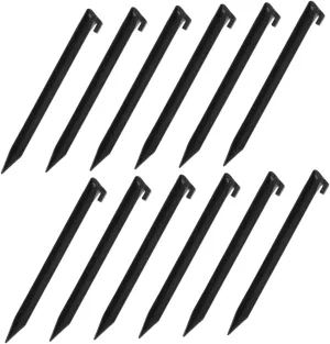 12 Pcs Plastic Tent Stakes Durable Garden Lawn Pegs for Camping Outdoor Beach Tarp Canopy Lightweight Accessories for Courtyard and Picnic Use