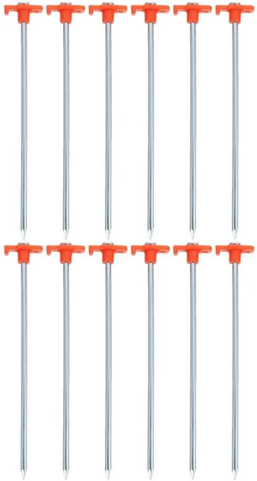 12pcs Heavy Duty Tent Pegs Metal Ground Stakes for Camping Gazebo Tarp and Gardening Ends for Strong Grip Sand and Snow Portable Outdoor Accessories