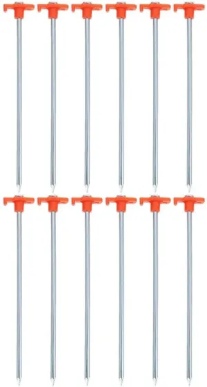 12pcs Heavy Duty Tent Pegs Metal Ground Stakes for Camping Gazebo Tarp and Gardening Ends for Strong Grip Sand and Snow Portable Outdoor Accessories