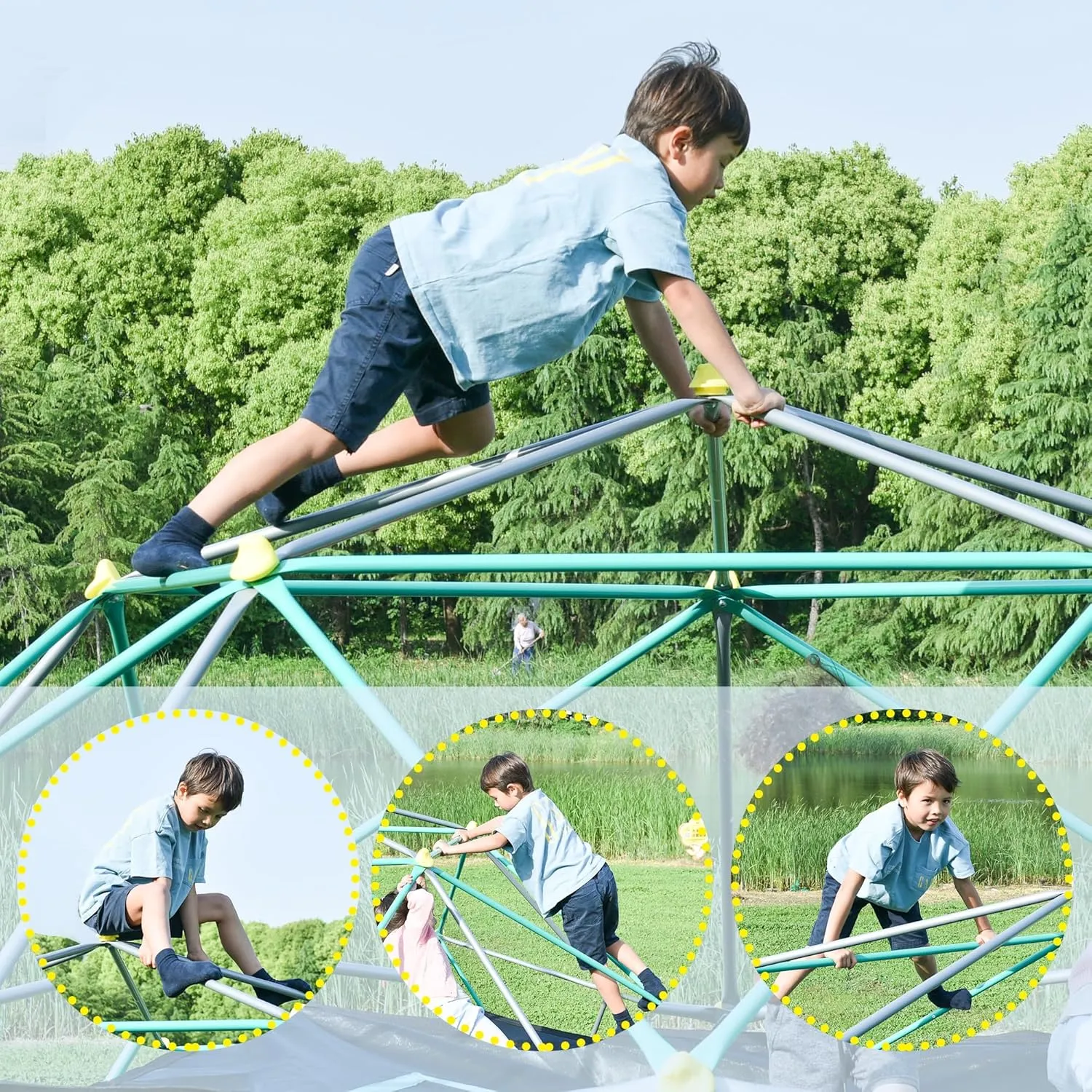13 FT Climbing Dome for Kids 3  , Geometric Dome Climber Play Center - Supports 1000LBS Outdoor Playset, Easy Assembly and Move