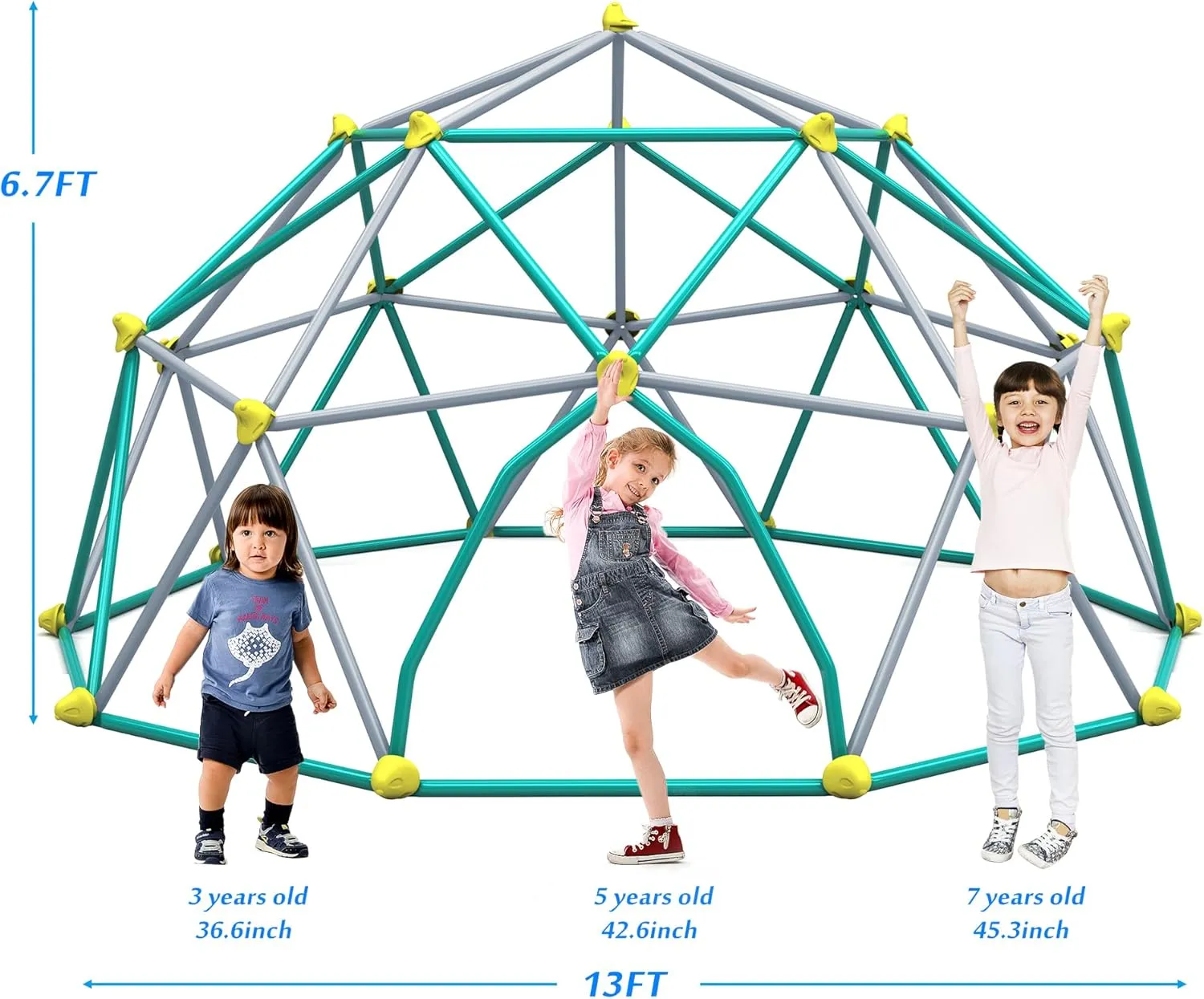 13 FT Climbing Dome for Kids 3  , Geometric Dome Climber Play Center - Supports 1000LBS Outdoor Playset, Easy Assembly and Move