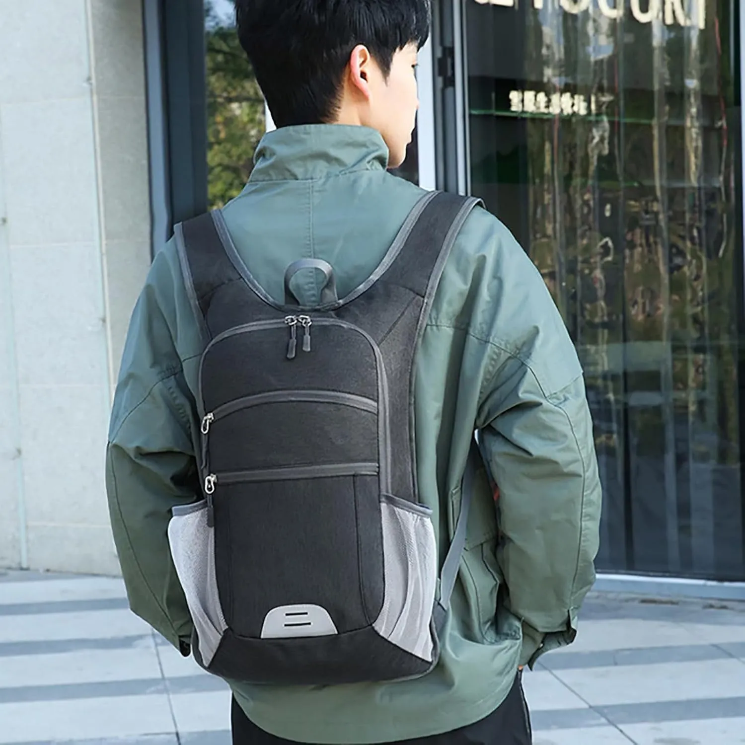 15L Hiking Backpack Foldable Ultralight Hiking Pack Small Travel Backpackfor Women Men (Black)