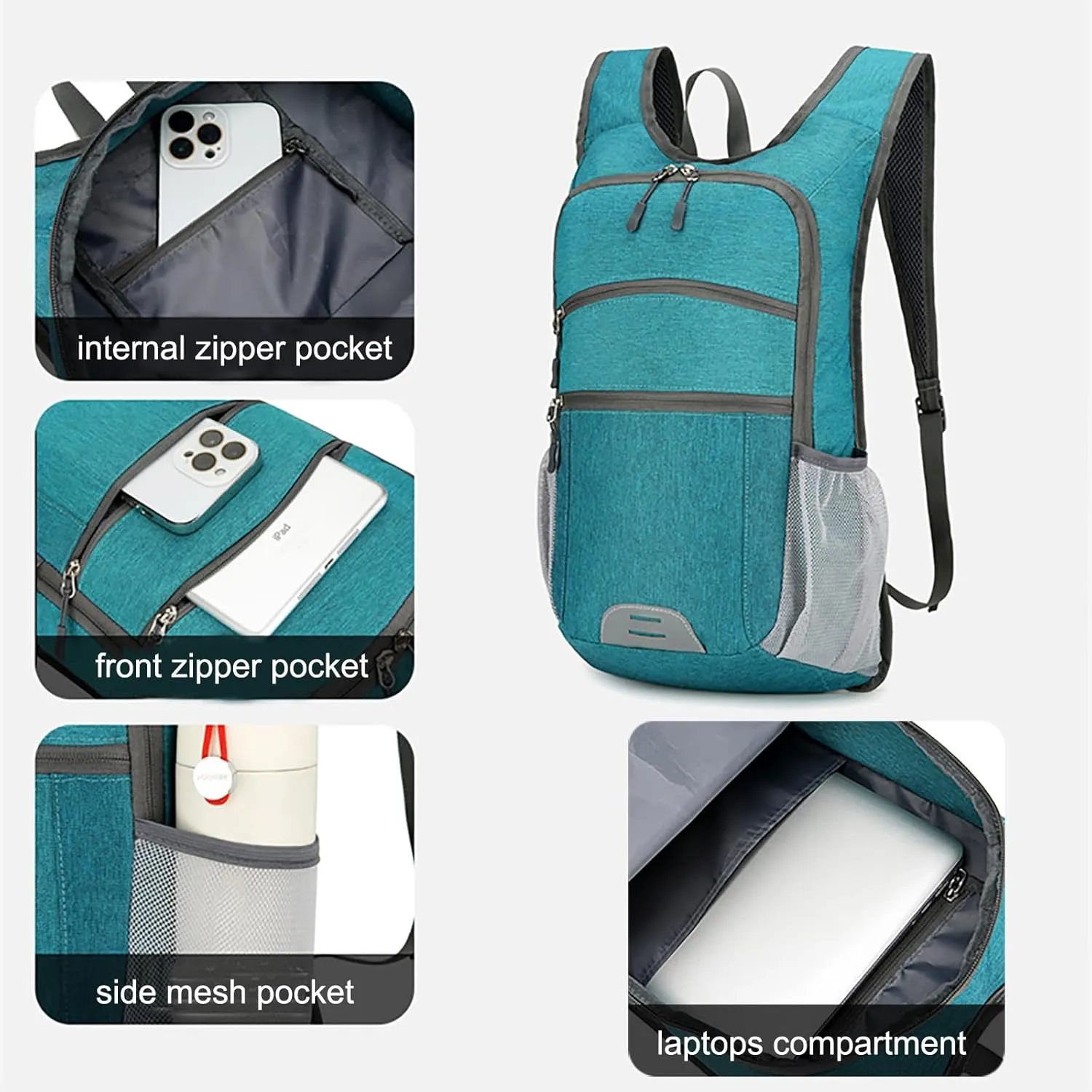 15L Hiking Backpack Foldable Ultralight Hiking Pack Small Travel Backpackfor Women Men(Gray)