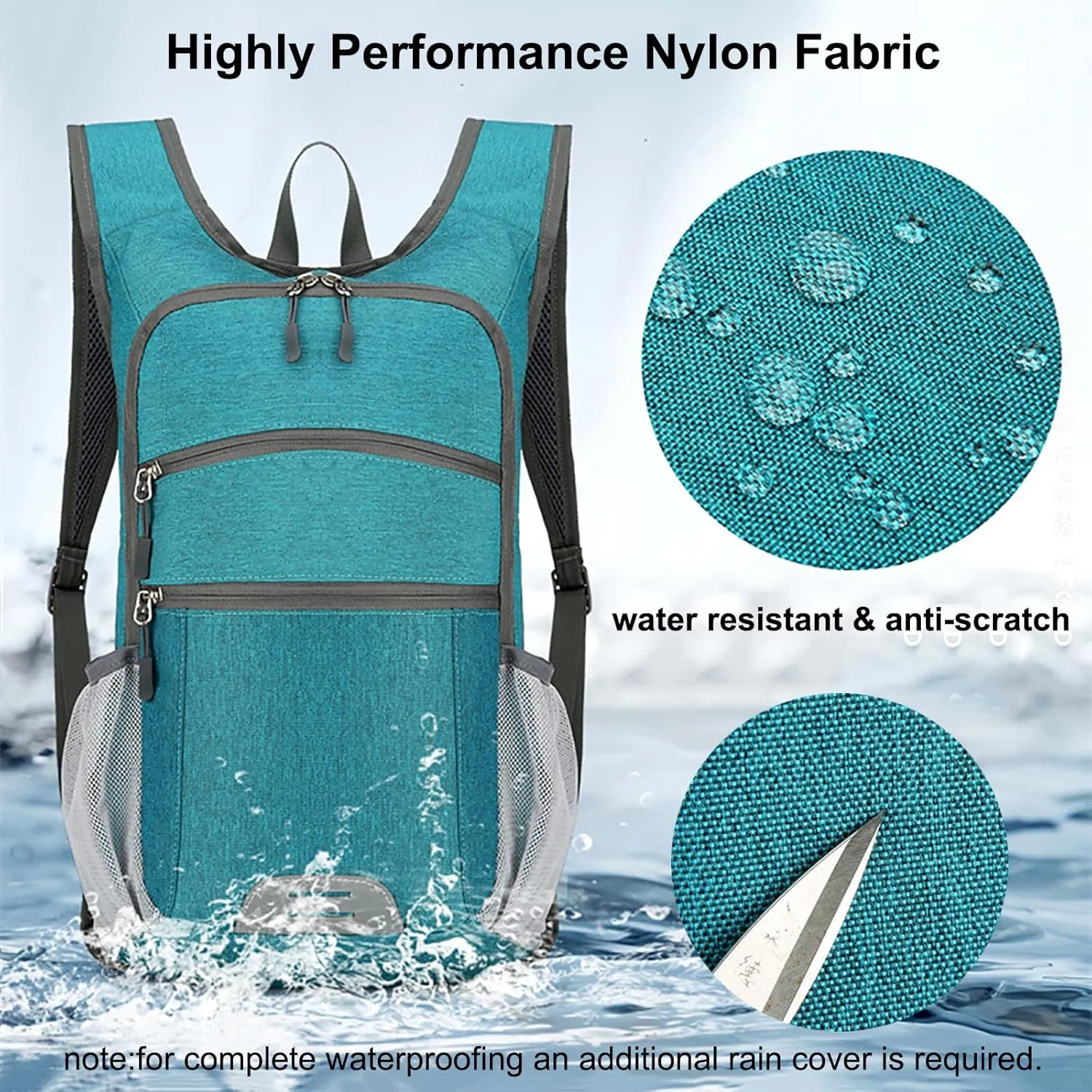 15L Hiking Backpack Foldable Ultralight Hiking Pack Small Travel Backpackfor Women Men(Gray)