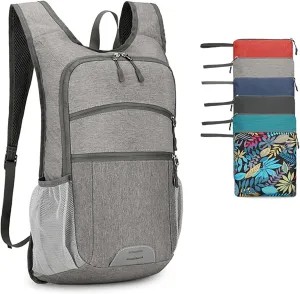 15L Hiking Backpack Foldable Ultralight Hiking Pack Small Travel Backpackfor Women Men(Gray)