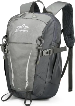 15L Small Hiking Daypack for Men Women, Waterproof Breathable Rucking Hiking Backpack with Chest Strap, Lightweight Travel Backpack for Outdoor, Gray