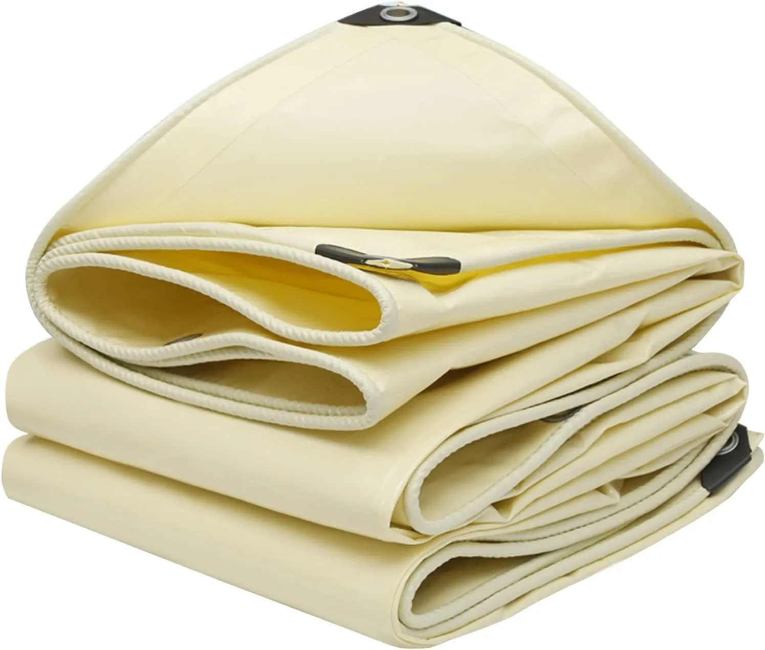 1.5mx6m/2mx2m/2mx3m/2mx4m/3mx6m Beige Heavy Duty Tarpaulin Cover 500g/㎡ PVC Waterproof Tarpaulins Sheet for Rain Shelter, Camping, Outdoor and Pool Tarp Cover, with Metal Grommets(1.5x3m)