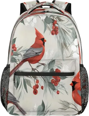 16 Inch Backpack Animal Cardinal Flower Vintage Waterproof Lightweight Travel Back Pack Adjustable Casual Rucksack For Men Women Daypack Fits Travel Outdoor Sport Work Hiking Gym Gifts