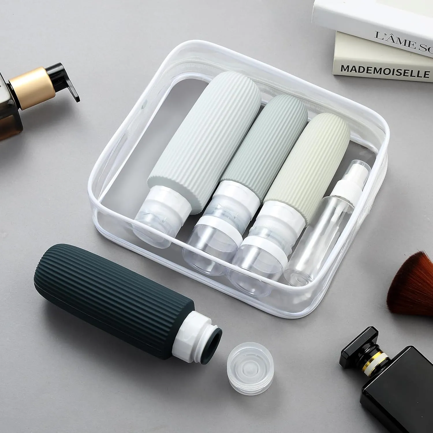 16 Pack Travel Bottles for Toiletries, Large 6oz Silicone Travel Containers jar for Toiletries, Leak Proof Refillable Liquid Shampoo And Conditioner Travel Essentials toiletry Bottles