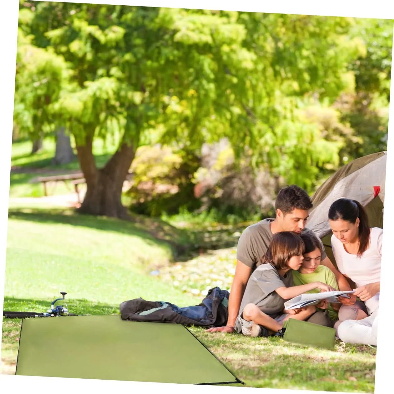 1pc Outdoor Ground Mat Oxford Cloth Camping Tent Blanket Portable Picnic Beach Mat for Hiking Uv Lightweight Army Green