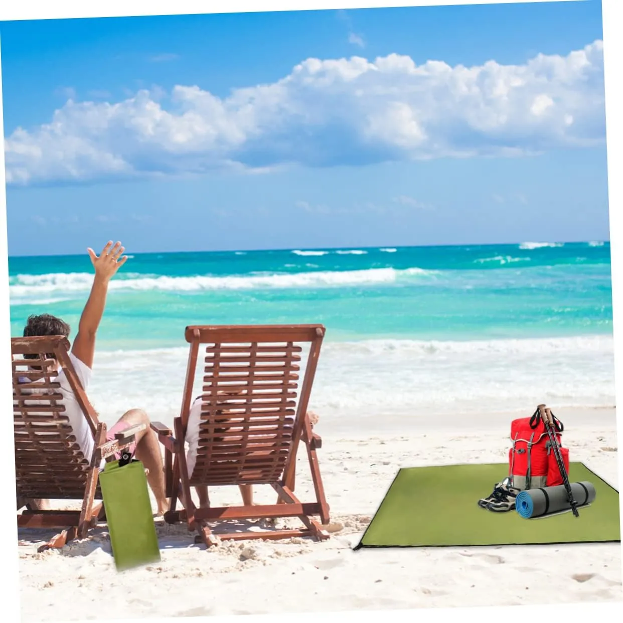 1pc Outdoor Ground Mat Oxford Cloth Camping Tent Blanket Portable Picnic Beach Mat for Hiking Uv Lightweight Army Green