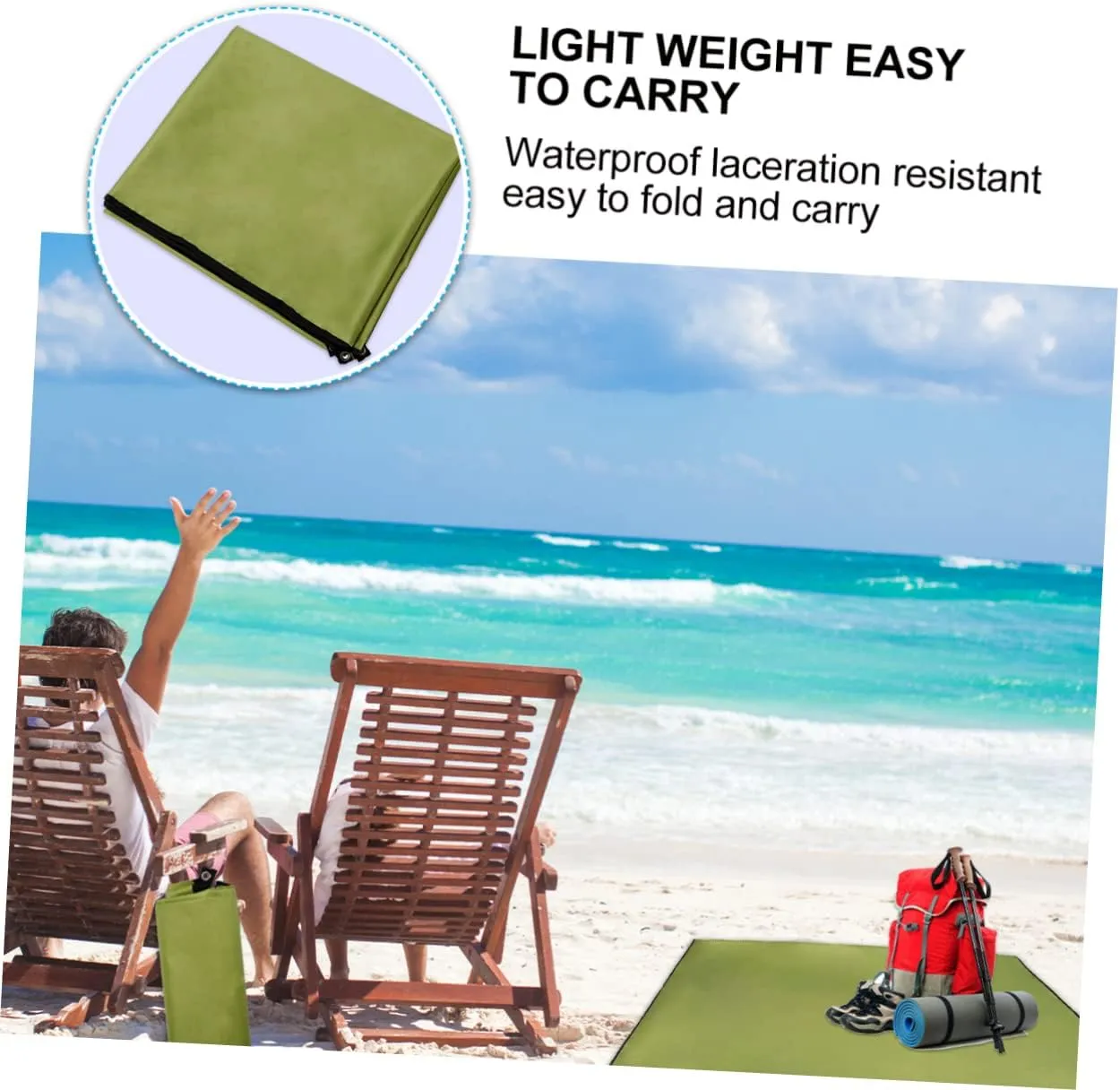 1pc Outdoor Ground Mat Oxford Cloth Camping Tent Blanket Portable Picnic Beach Mat for Hiking Uv Lightweight Army Green