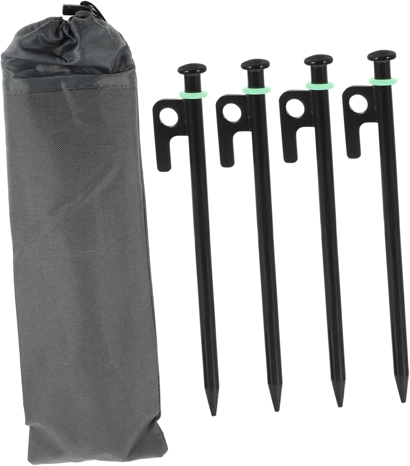 1set Heavy Duty Tent Stakes Metal Camping Pegs with Glow Storage Bag for Outdoor Tents Canopy and Awning Ground Anchors for Wind Resistance
