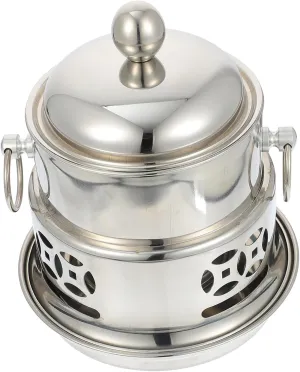 1set Outdoor Alcohol Stove Portable Stainless Steel Fondue Pot for Camping Compact Chafing Dish Buffet for Family Gatherings Multi-purpose Cooking