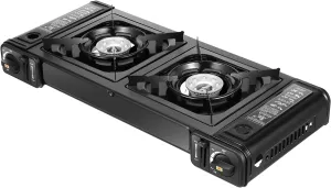 2 Burner Portable Camping Stove, 2 * 3924 BTU High Power Gas Stove, Auto Ignition Cooktop Camping Burner with Carrying Case for Home, Camping, Traveling, Hiking, Outdoor, Rv, BBQ