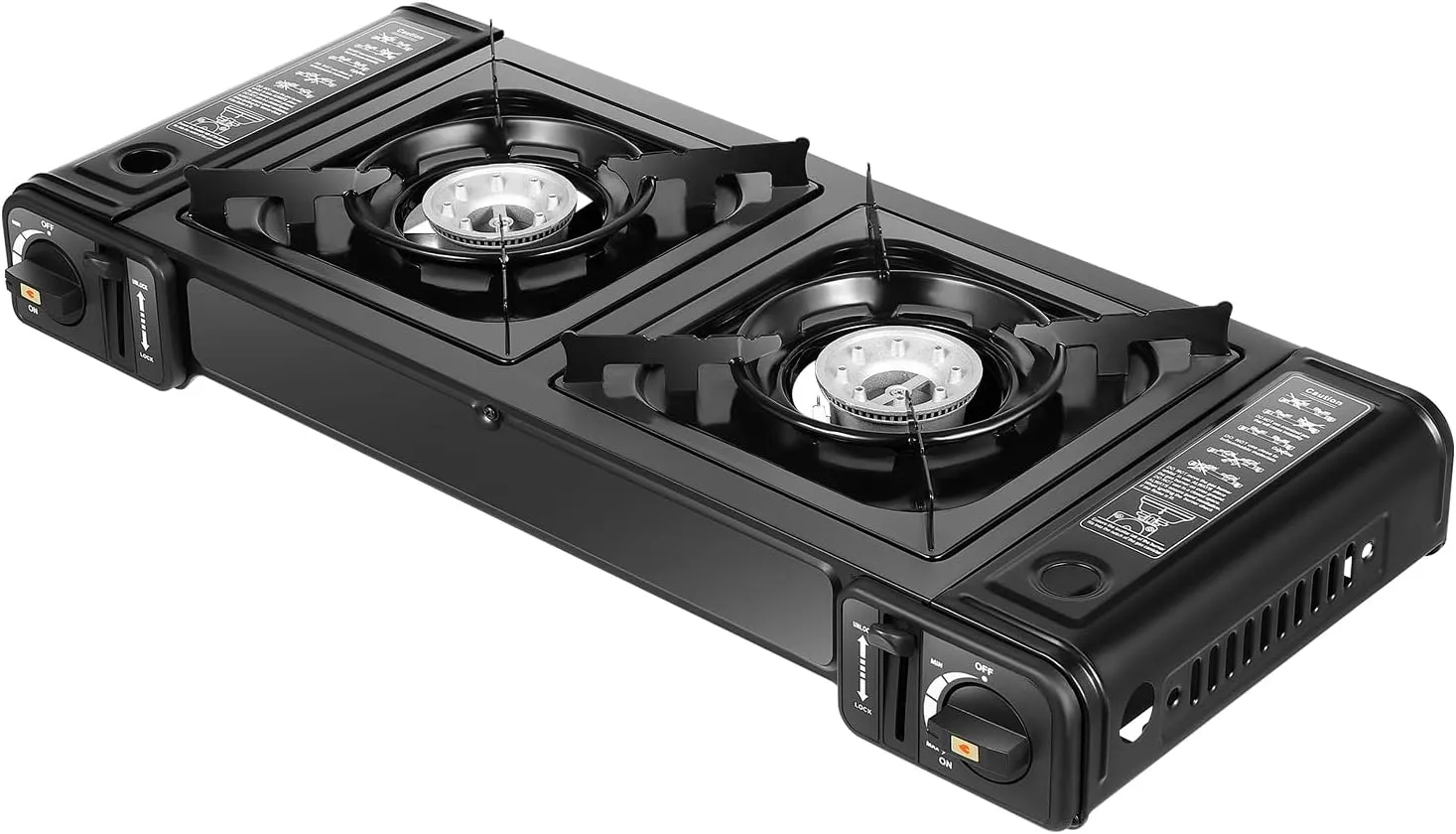 2 Burner Portable Camping Stove, 2 * 3924 BTU High Power Gas Stove, Auto Ignition Cooktop Camping Burner with Carrying Case for Home, Camping, Traveling, Hiking, Outdoor, Rv, BBQ