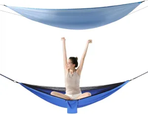 2-in-1 Camping Hammock,Double Zipper Design,Portable Double Hammock with Mosquito Net Tent and Rain Fly Tarp for Outdoor Activities(Blue)