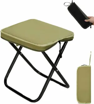2-in-1 Outdoor Folding Chair & Bag, Foldable Backpack Stool, Portable Mini Outdoor Camping Fishing Folding Seat with Adjustable Shoulder Strap,for Hiking, Picnics, Outdoor Barbecue (Green, S)