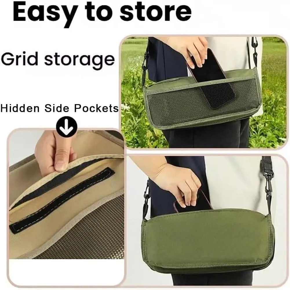 2-in-1 Outdoor Folding Chair & Bag, Foldable Backpack Stool, Portable Mini Outdoor Camping Fishing Folding Seat with Adjustable Shoulder Strap,for Hiking, Picnics, Outdoor Barbecue (Green, S)
