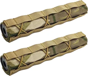 2 Pack Quick Release Suppressor Cover in 1000D Nylon - 8.7In Tactical Pouch with Adjustable Molle System for Tactical Tools & Accessories, Hunting, Outdoor