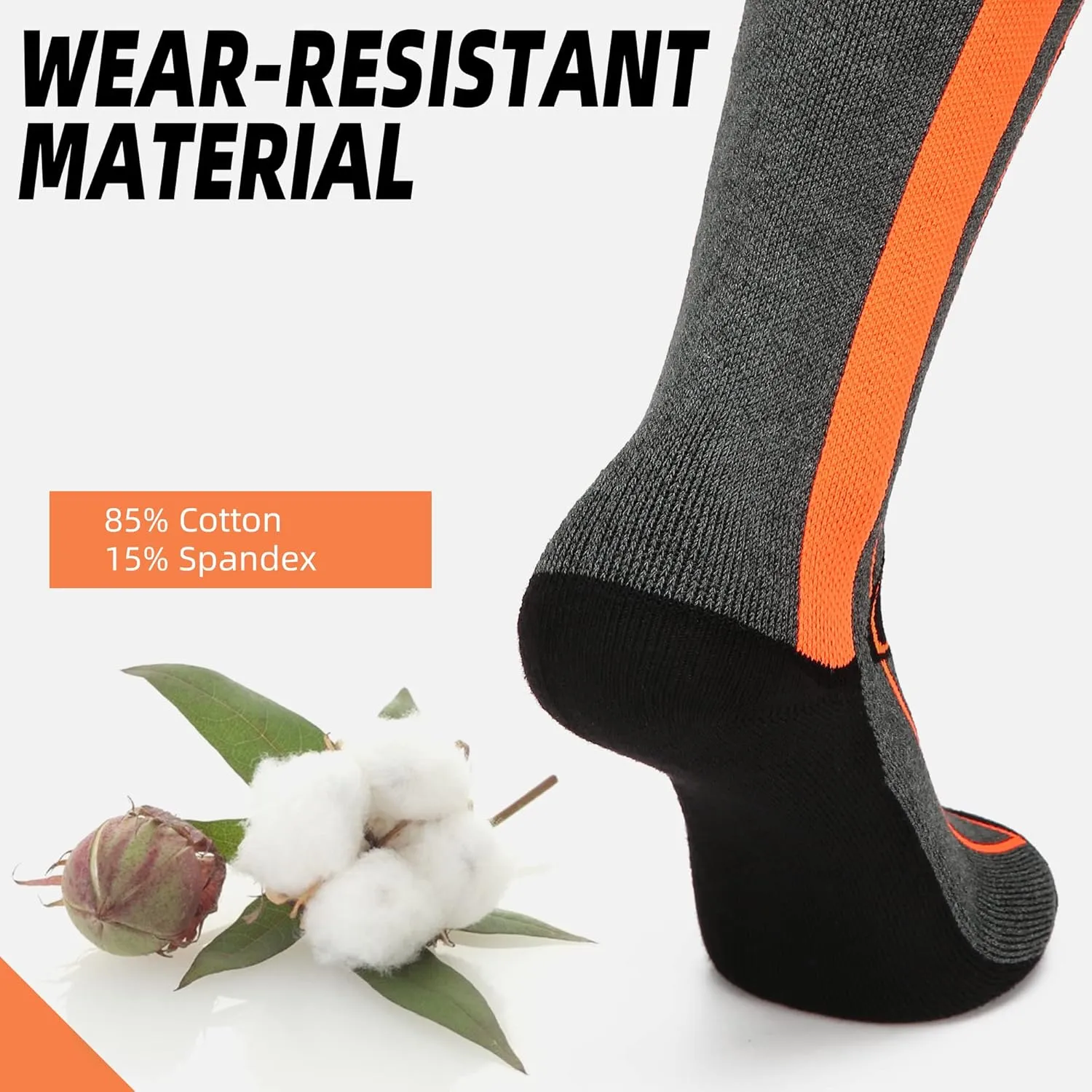 2-Pairs Ski Socks Over The Calf (OTC) for Skiing, Snowboarding, Winter Outdoor Activities for Men & Women