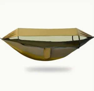 2 Person 3-in-1 Lightweight Camping Hammock with Mosquito Net and Sun Shelter, Army Green