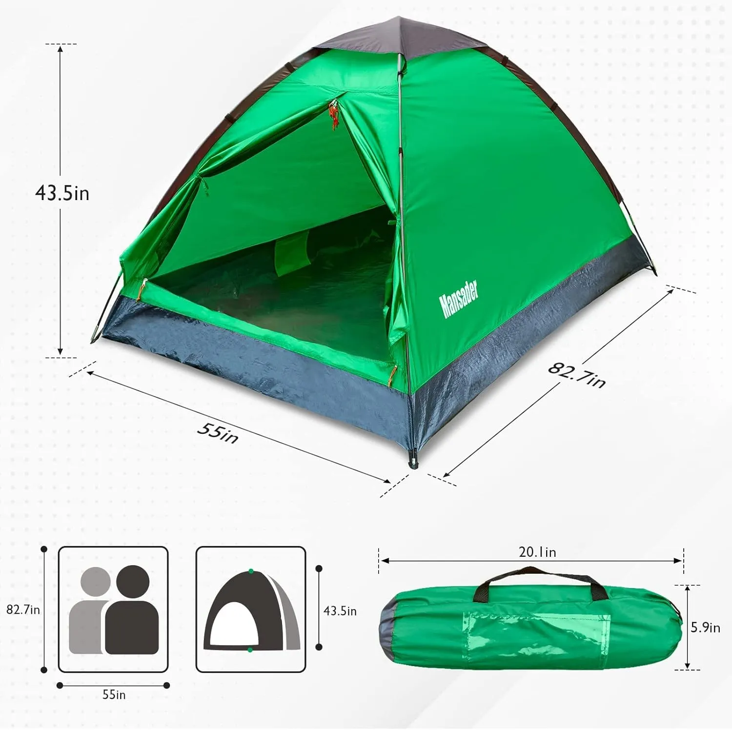2 Person Camping Dome Tent,Waterproof Lightweight Portable Tents for Outdoor Camping Hiking Travel
