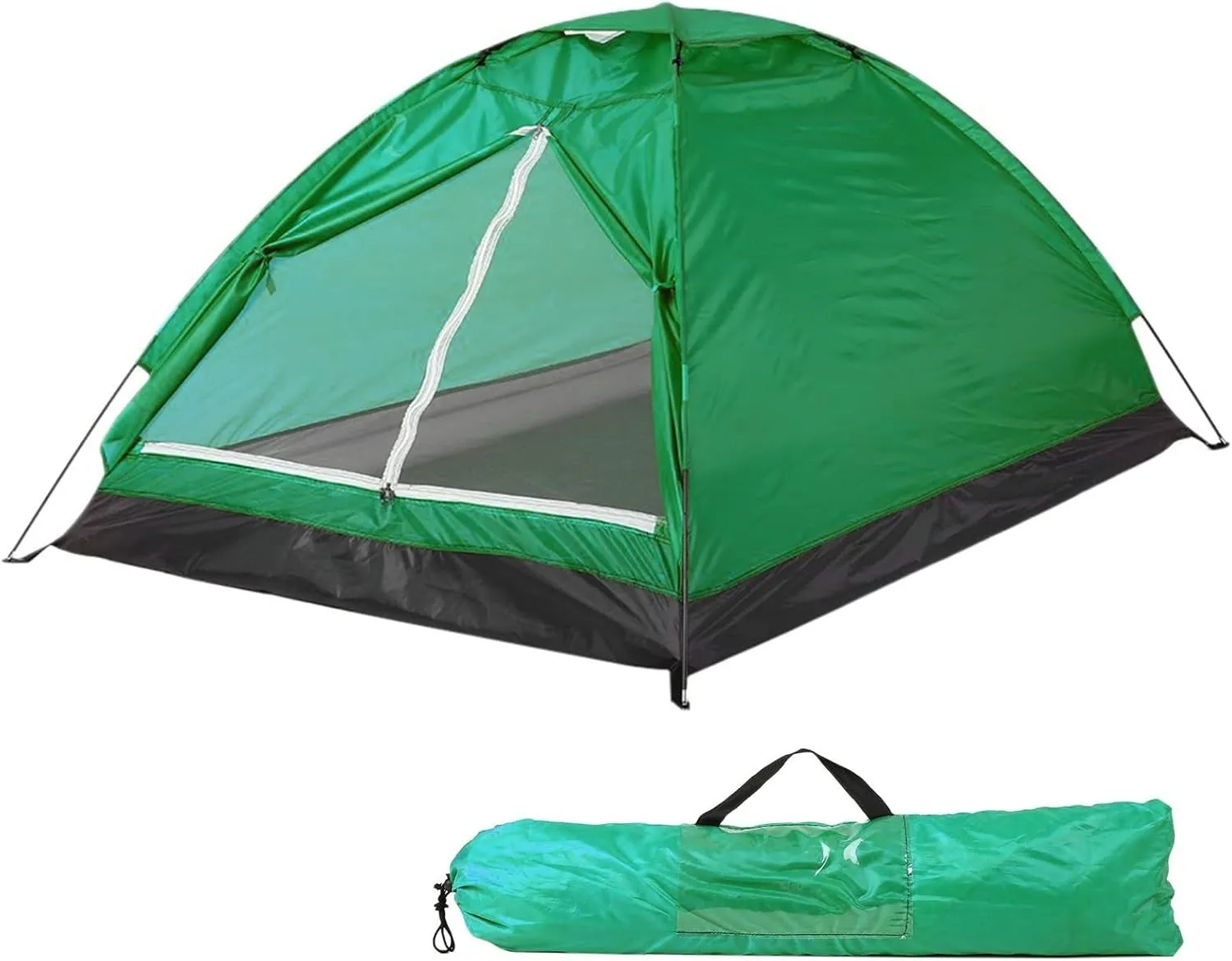 2 Person Camping Tent Lightweight Outdoor Hiking Dome Shelter Easy Setup Waterproof with Rain Fly Poles Ventilation for Beach Fishing Garden Sun Protection