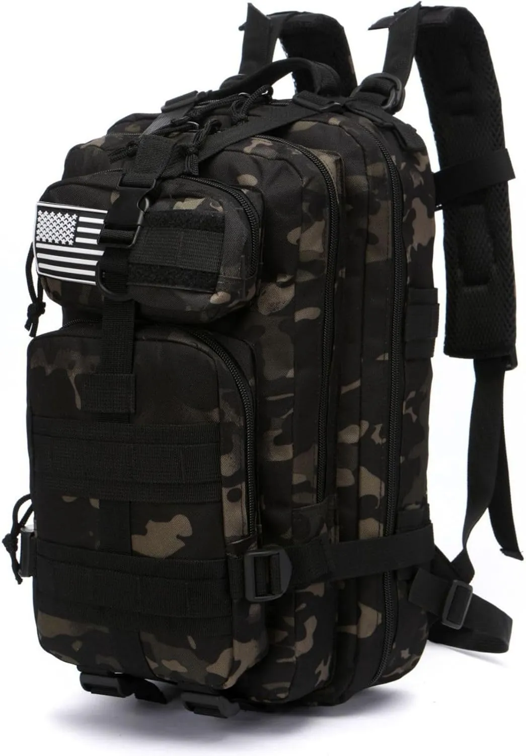 20 Liters Sturdy Nylon Waterproof Fishing Hunting Backpack Outdoor Military Tactical Sports Hiking Daypacks (Camo Black)