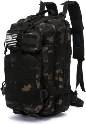 20 Liters Sturdy Nylon Waterproof Fishing Hunting Backpack Outdoor Military Tactical Sports Hiking Daypacks (Camo Black)