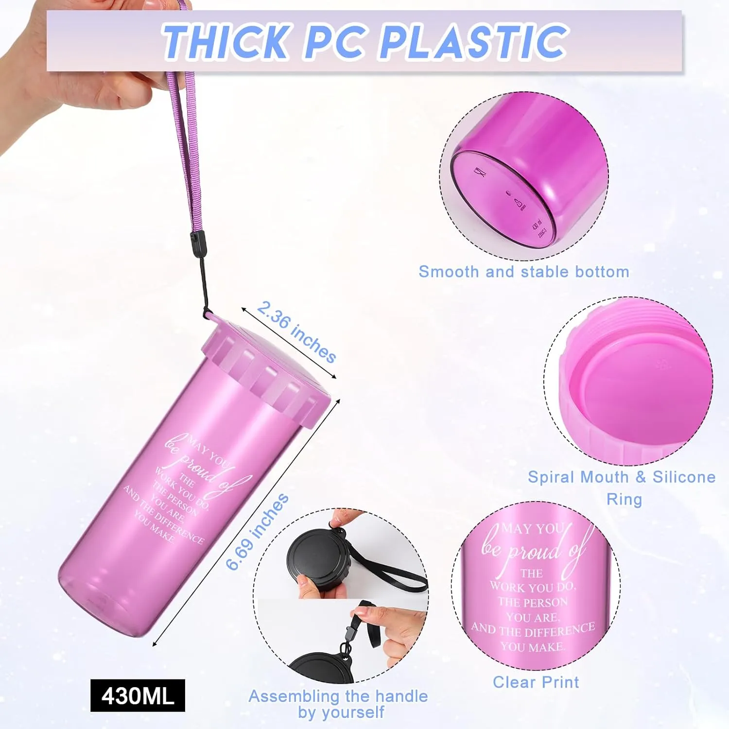 20 Pcs Cna Week Gifts Bulk 2025 Thank You Water Bottles Bulk with Lid Camp Gifts for Volunteer Staff Employee Nurse Students Teacher Graduation Coworker Women Men