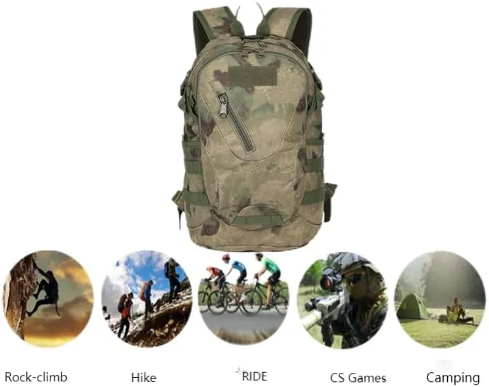20L Tactical Multifunctional Backpack， Camping Hunting Mountaineeringand Outdoor Travel Tactical MOLLEBackpacks