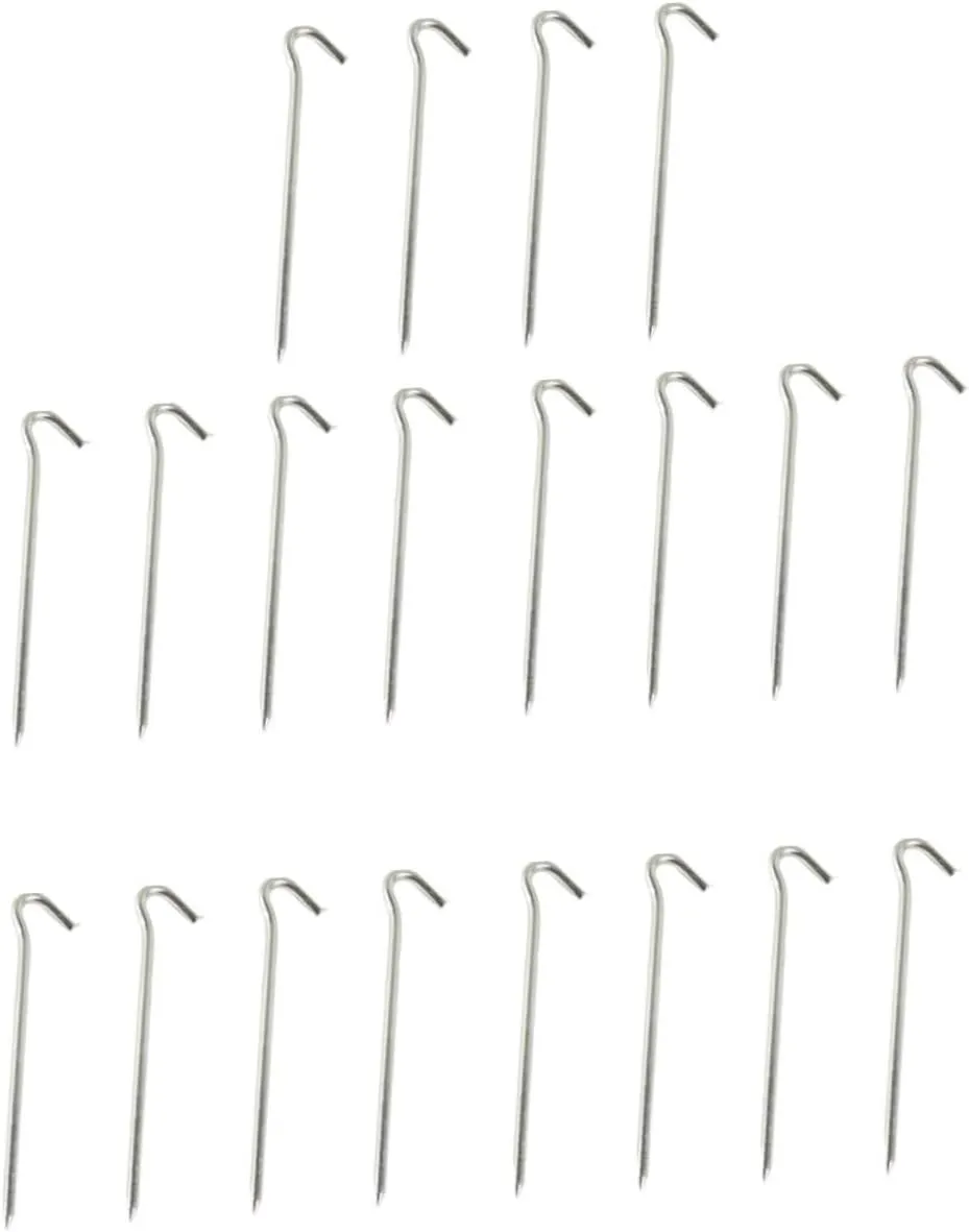 20pcs Iron Tent Stakes Shape Pegs for Camping Lightweight Ground Anchors for Tents Tarps Awnings for Hard Ground Beach Use