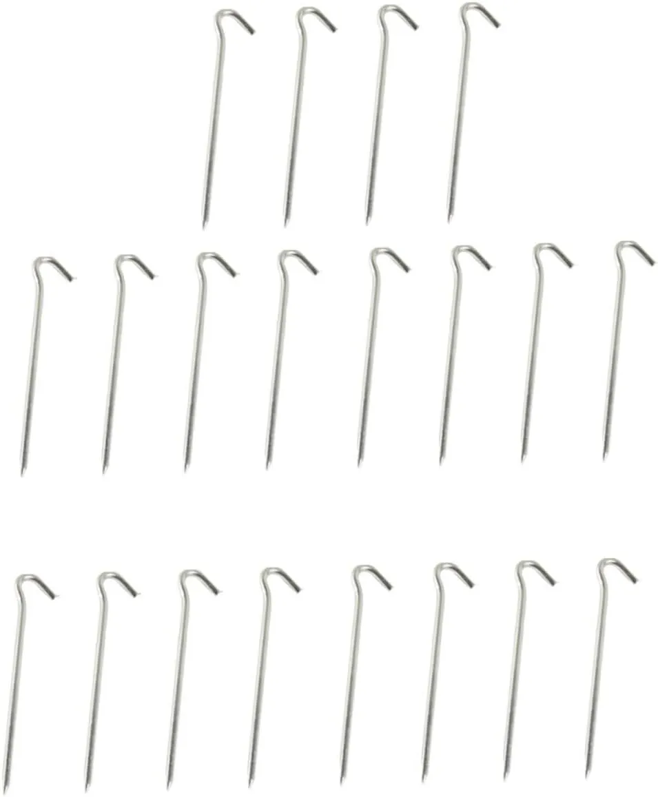 20pcs Tent Stake Ground Nail for Tarp Tent Reusable Camping Stakes Question Mark Shape Easy to Store Lightweight for and Landscaping